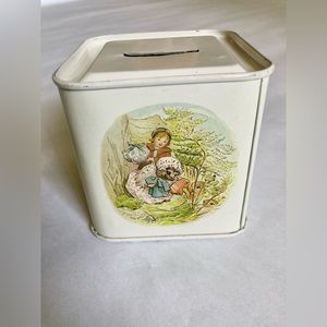 VINTAGE Beatrix Potter Tin Nursery Bank -  Mrs. Tiggy-Winkle